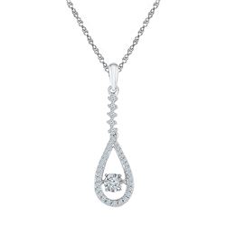 0.21 CTW Moving Twinkle Diamond Teardrop Pendant 10KT White Gold - REF-19X4Y