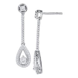 0.25 CTW Diamond Teardrop Screwback Dangle Earrings 10KT White Gold - REF-26M5H