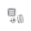 Image 1 : 0.33 CTW Diamond Square Cluster Earrings 10KT White Gold - REF-26F9N