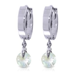 Genuine 1.30 ctw Aquamarine Earrings Jewelry 14KT White Gold - REF-29M2T