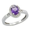 Image 1 : Natural 1.08 ctw Amethyst & Diamond Engagement Ring 10K White Gold - REF-25R5Z