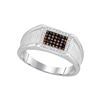 Image 1 : 0.20 CTW Mens Black Color Diamond Rectangle Cluster Ring 10KT White Gold - REF-32N9F