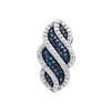 Image 1 : 0.10 CTW Blue Color Diamond Vertical Pendant 10KT White Gold - REF-14W9K