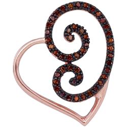 0.15 CTW Red Color Diamond Heart Love Pendant 10KT Rose Gold - REF-20W9K