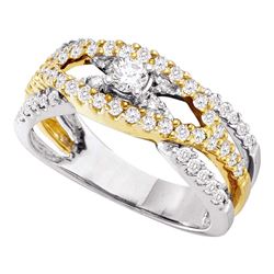 0.75 CTW Diamond Solitaire Bridal Wedding Engagement Ring 14KT Two-tone Gold - REF-75F2N