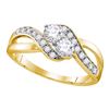 Image 1 : 0.60 CTW Diamond 2-stone Hearts Together Bridal Ring 10KT Yellow Gold - REF-75M2H