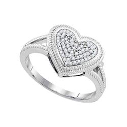 0.15 CTW Diamond Rope Heart Love Cluster Ring 10KT White Gold - REF-25H4M