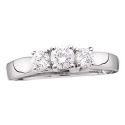 0.74 CTW Diamond 3-stone Bridal Engagement Ring 14KT White Gold - REF-97N4F