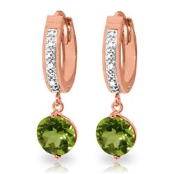 Genuine 2.63 ctw Peridot & Diamond Earrings Jewelry 14KT Rose Gold - REF-56V2W