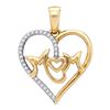 Image 1 : 0.10 CTW Diamond Mom Mother Heart Pendant 10KT Yellow Gold - REF-16H4M