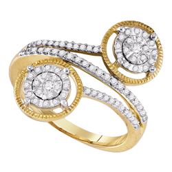 0.34 CTW Diamond Bypass Circle Cluster Ring 10KT Yellow Gold - REF-30Y2X