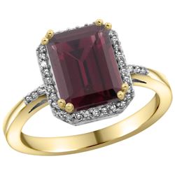 Natural 2.63 ctw Rhodolite & Diamond Engagement Ring 10K Yellow Gold - REF-32K7R