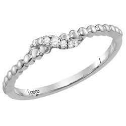 0.04 CTW Diamond Crossover Stackable Ring 10KT White Gold - REF-8M9H