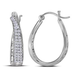 0.49 CTW Diamond Hoop Earrings 10KT White Gold - REF-44N9F