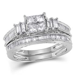 0.99 CTW Princess Diamond Bridal Engagement Ring 14KT White Gold - REF-112M5H