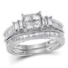 Image 1 : 0.99 CTW Princess Diamond Bridal Engagement Ring 14KT White Gold - REF-112M5H