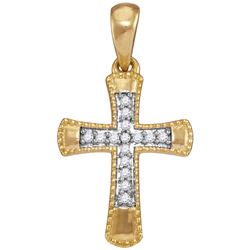 0.10 CTW Diamond Small Cross Pendant 10KT Yellow Gold - REF-10F5N