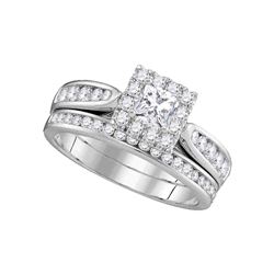 0.99 CTW Princess Diamond Bridal Engagement Ring 14KT White Gold - REF-127Y4X