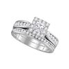 Image 1 : 0.99 CTW Princess Diamond Bridal Engagement Ring 14KT White Gold - REF-127Y4X