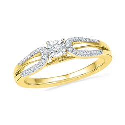 0.16 CTW Diamond Solitaire Bridal Engagement Ring 10KT Yellow Gold - REF-22Y4X