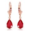 Image 1 : Genuine 3.5 ctw Ruby Earrings Jewelry 14KT Rose Gold - REF-38Z6N