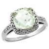 Image 1 : Natural 3.92 ctw Green-amethyst & Diamond Engagement Ring 14K White Gold - REF-35Y2X