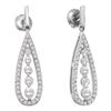 Image 1 : 0.75 CTW Diamond Teardrop Dangle Screwback Earrings 14KT White Gold - REF-75F2N