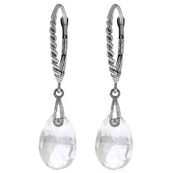 Genuine 6 ctw White Topaz Earrings Jewelry 14KT White Gold - REF-30A6K