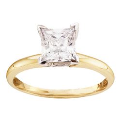 0.49 CTW Princess Diamond Solitaire Bridal Engagement Ring 14KT Yellow Gold - REF-89N9F