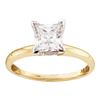 Image 1 : 0.49 CTW Princess Diamond Solitaire Bridal Engagement Ring 14KT Yellow Gold - REF-89N9F