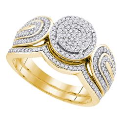 0.50 CTW Diamond Cluster Bridal Engagement Ring 10KT Yellow Gold - REF-52H4M