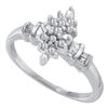 Image 1 : 0.15 CTW Prong-set Diamond Marquis-shape Cluster Ring 10KT White Gold - REF-18F2N