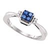 Image 1 : 0.15 CTW Blue Color Diamond Simple Cluster Ring 10KT White Gold - REF-14N9F