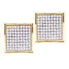 Image 1 : 0.23 CTW Diamond Square Cluster Earrings 10KT Yellow Gold - REF-12K2W