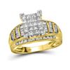 Image 1 : 2 CTW Princess Diamond Cluster Bridal Engagement Ring 10KT Yellow Gold - REF-122W9K