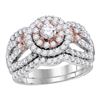 1.5 CTW Diamond Halo Bridal Engagement Ring 14KT Two-tone Gold - REF-149X9Y
