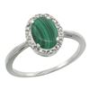 Natural 1.69 ctw Malachite & Diamond Engagement Ring 14K White Gold - REF-25W6K