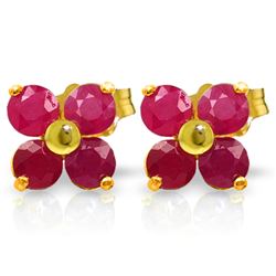 Genuine 1.15 ctw Ruby Earrings Jewelry 14KT Yellow Gold - REF-21P9H