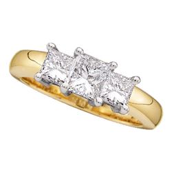 0.26 CTW Princess Diamond 3-stone Bridal Engagement Ring 14KT Yellow Gold - REF-31W4K