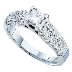 0.88 CTW Princess Diamond Solitaire Bridal Engagement Ring 14KT White Gold - REF-127H4M