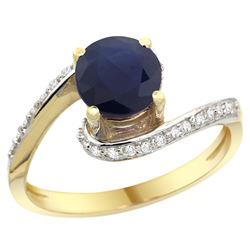 Natural 1.29 ctw blue-sapphire & Diamond Engagement Ring 10K Yellow Gold - REF-83X3A