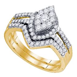 0.74 CTW Diamond Oval Cluster Bridal Engagement Ring 10KT Yellow Gold - REF-64H4M