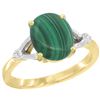 Image 1 : Natural 2.76 ctw Malachite & Diamond Engagement Ring 14K Yellow Gold - REF-31G6M