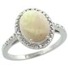 Natural 1.43 ctw Opal & Diamond Engagement Ring 14K White Gold - REF-34V3F