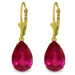 Genuine 10 ctw Ruby Earrings Jewelry 14KT Yellow Gold - REF-81F2Z