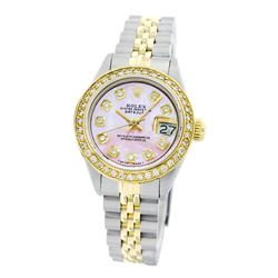 Rolex Pre-owned 26mm Womens Custom Pink Mother of Pearl Two Tone - REF-530K3X