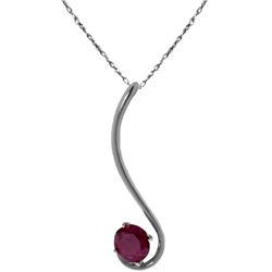 Genuine 0.55 ctw Ruby Necklace Jewelry 14KT White Gold - REF-28F3Z