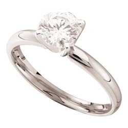 0.70 CTW Diamond Solitaire Bridal Engagement Ring 14KT White Gold - REF-119M9H