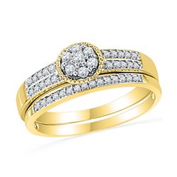 0.25 CTW Diamond Cluster Bridal Engagement Ring 10KT Yellow Gold - REF-25N4F