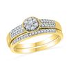 Image 1 : 0.25 CTW Diamond Cluster Bridal Engagement Ring 10KT Yellow Gold - REF-25N4F